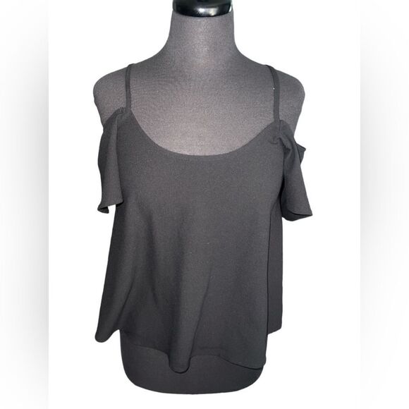 🐘 Paper crane Black Cold shoulder Top - Picture 1 of 2